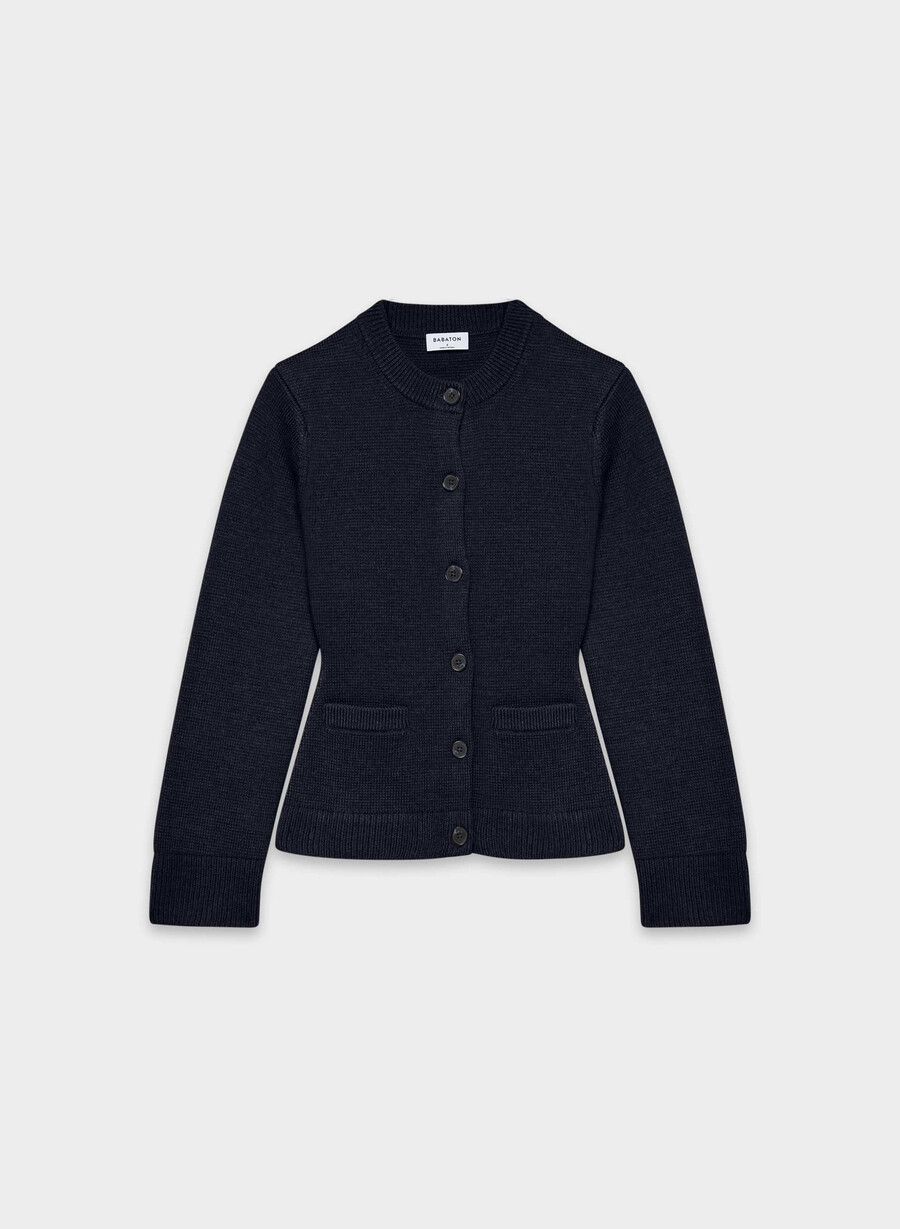 cardigan meraki din lână merinos bleumarin regal