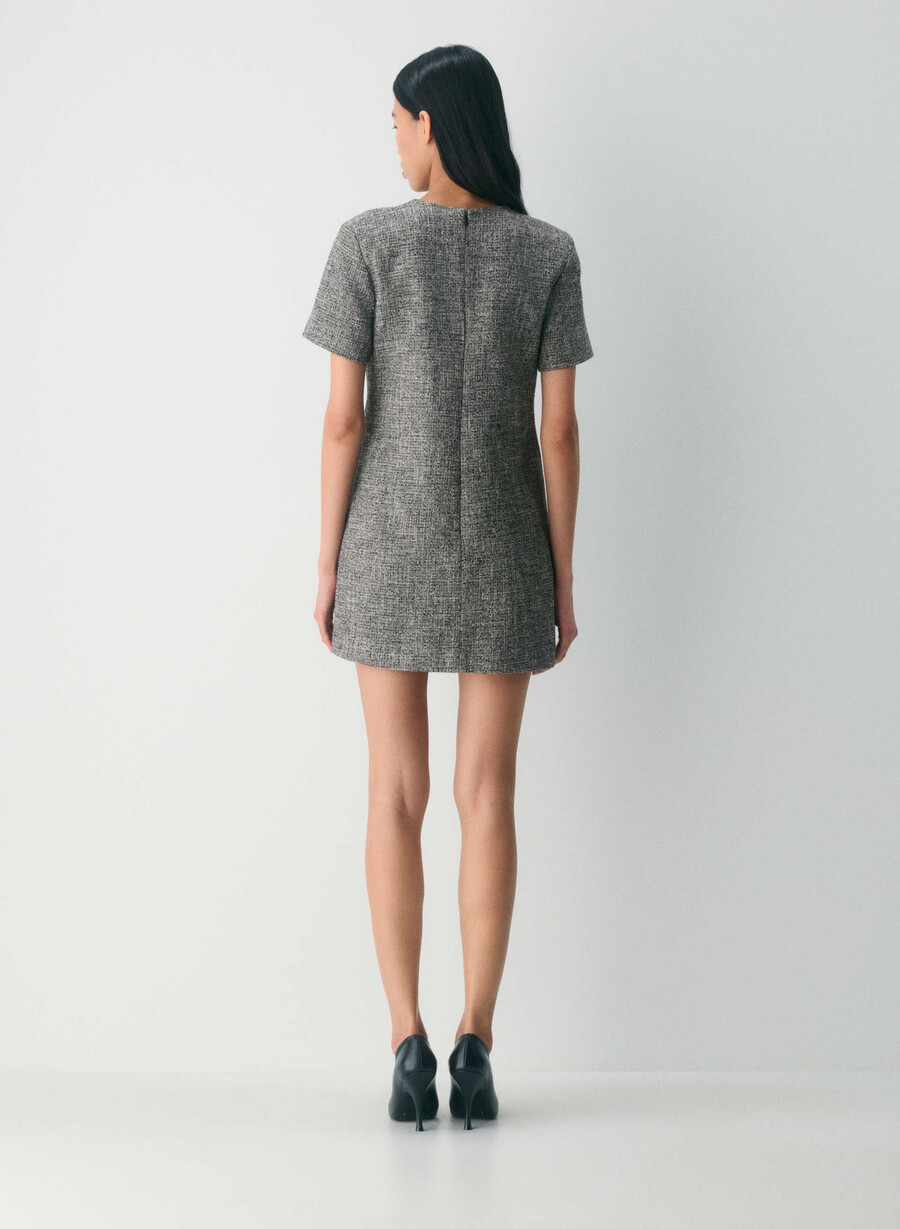 rochie capote spckl tweed negrualb