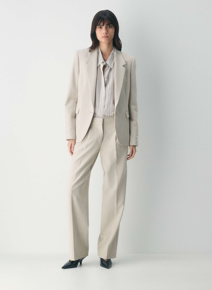 pantalonii the effortless pant cu talie mică - ressential heather matte pearl