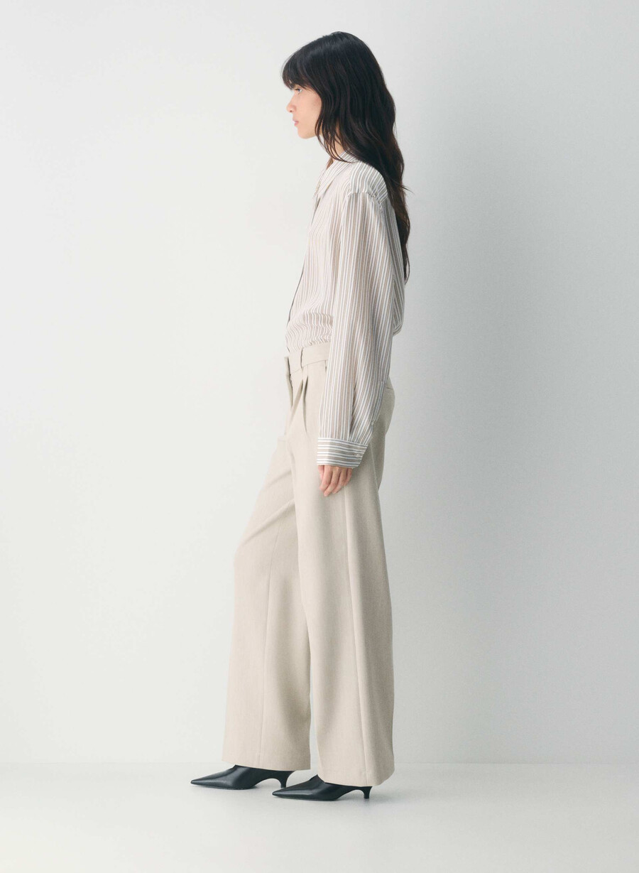 pantalonii the effortless pant cu talie mică - ressential heather matte pearl