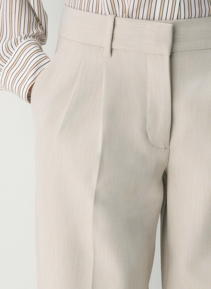 pantalonii the effortless pant cu talie mică - ressential heather matte pearl