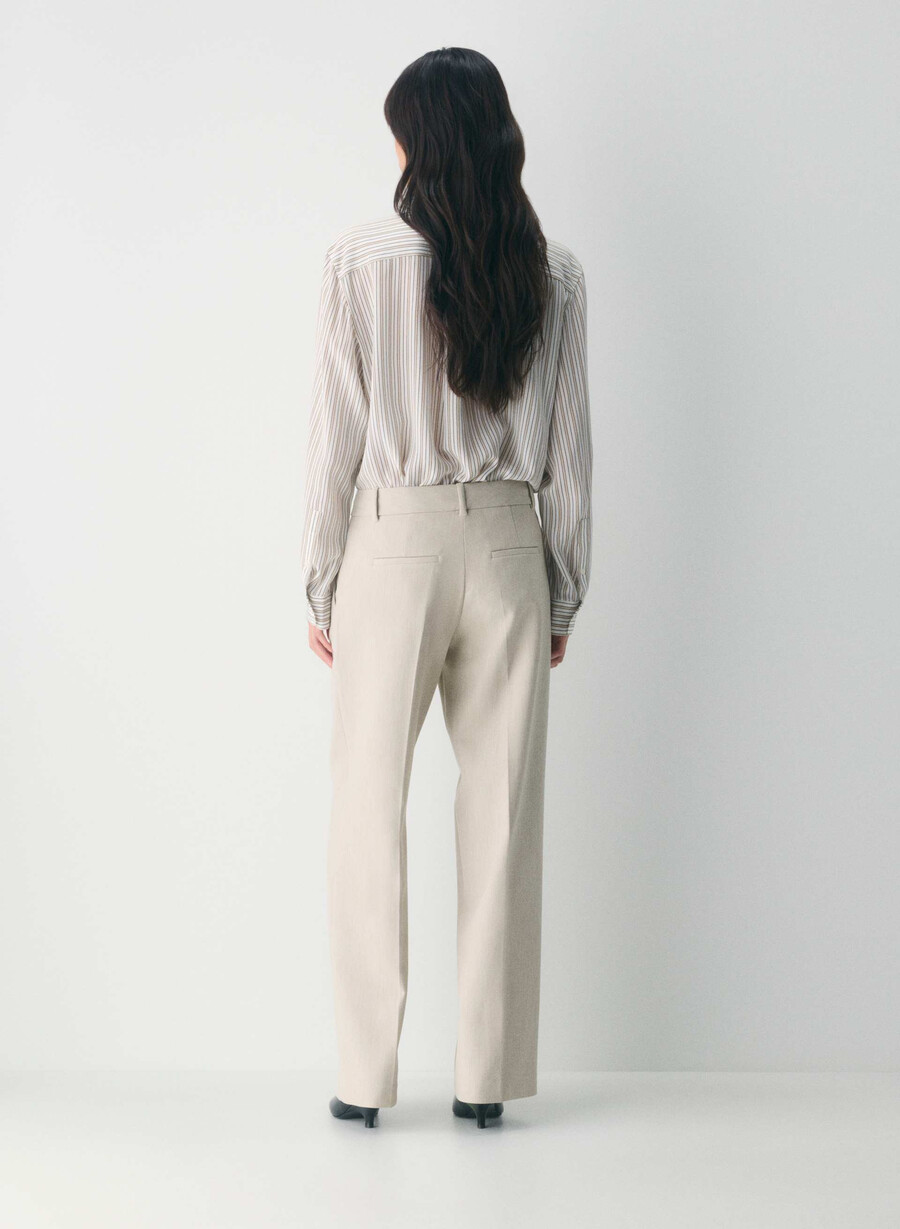 pantalonii the effortless pant cu talie mică - ressential heather matte pearl