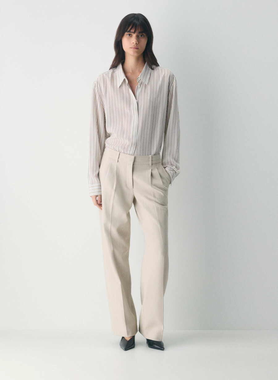 pantalonii the effortless pant cu talie mică - ressential heather matte pearl