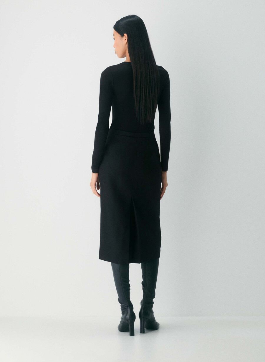 fustă stiletto din lână negră