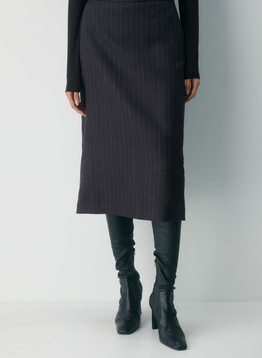 fustă stiletto din lână elio stripe dn nvdg