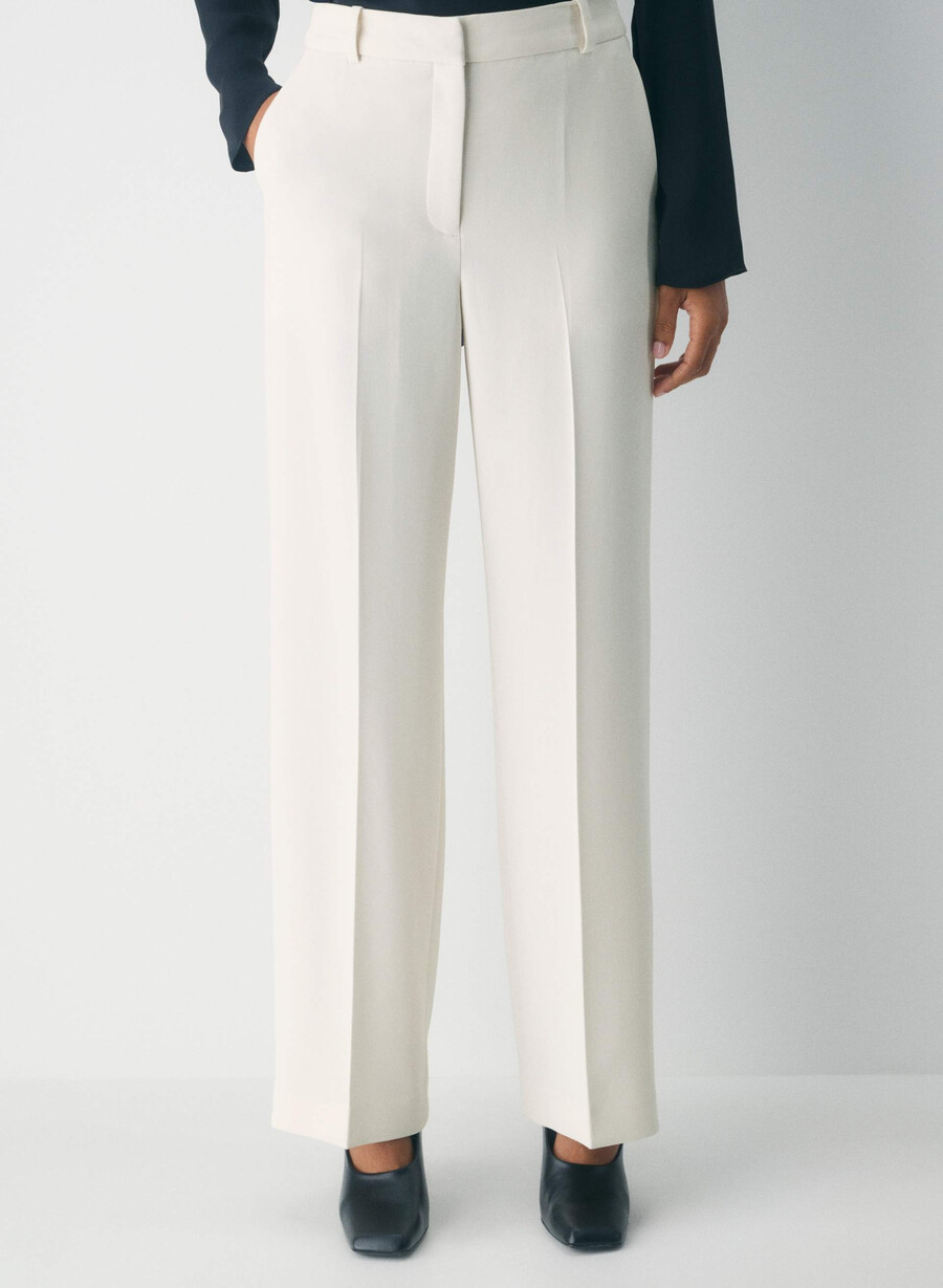 pantaloni new agency - crepe sway vintage alb