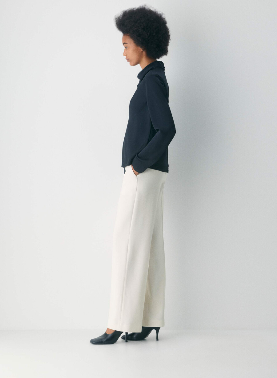 pantaloni new agency - crepe sway vintage alb