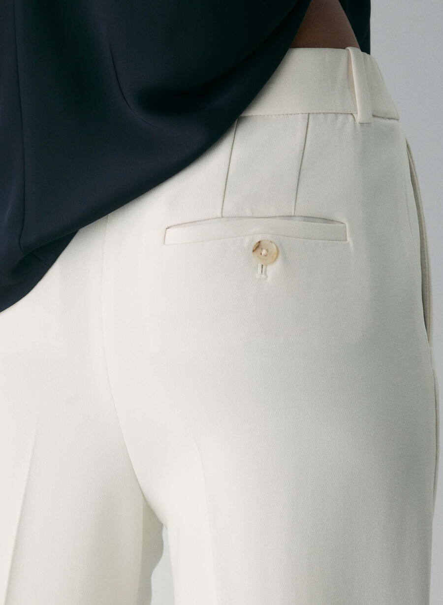 pantaloni new agency - crepe sway vintage alb