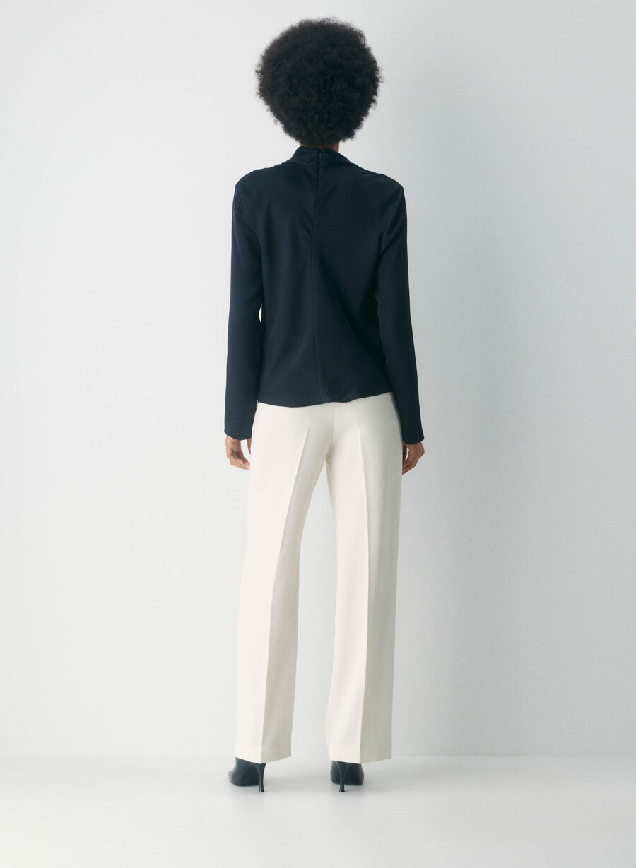 pantaloni new agency - crepe sway vintage alb
