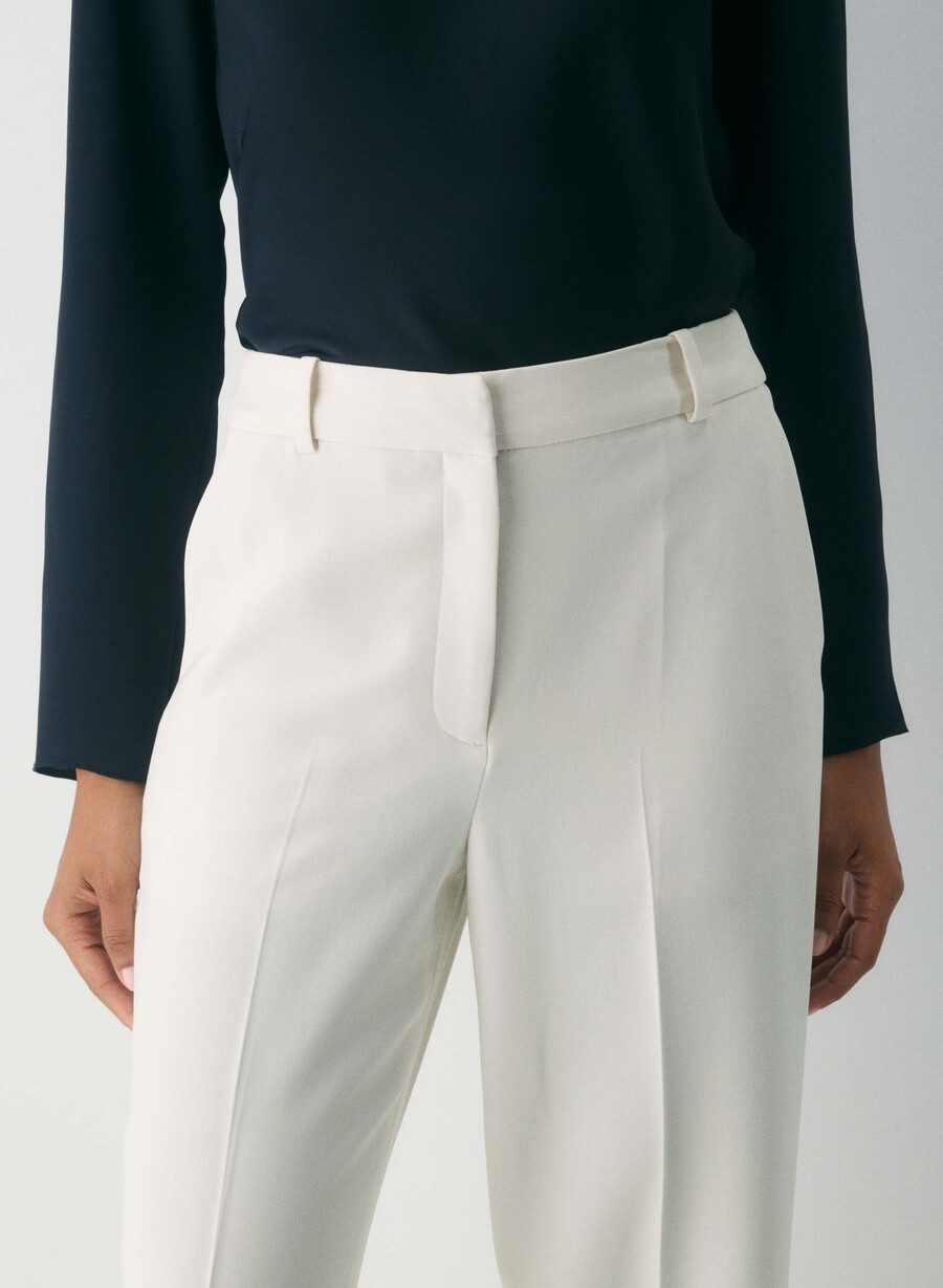 pantaloni new agency - crepe sway vintage alb