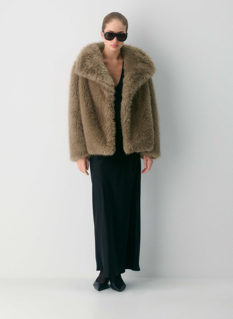 palton st. moritz - blană artificială arctic negru
