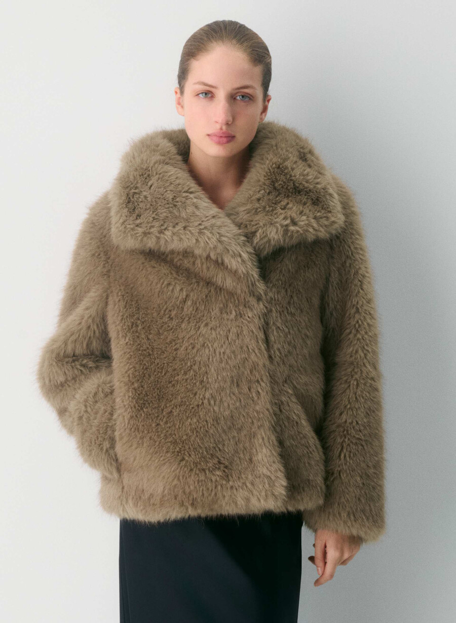 palton st. moritz - blană artificială arctic negru