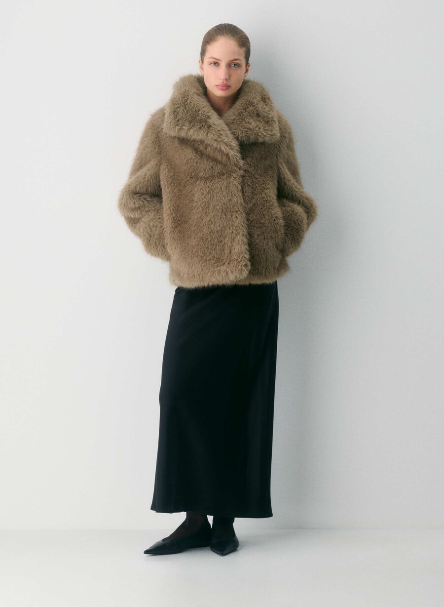 palton st. moritz - blană artificială arctic negru