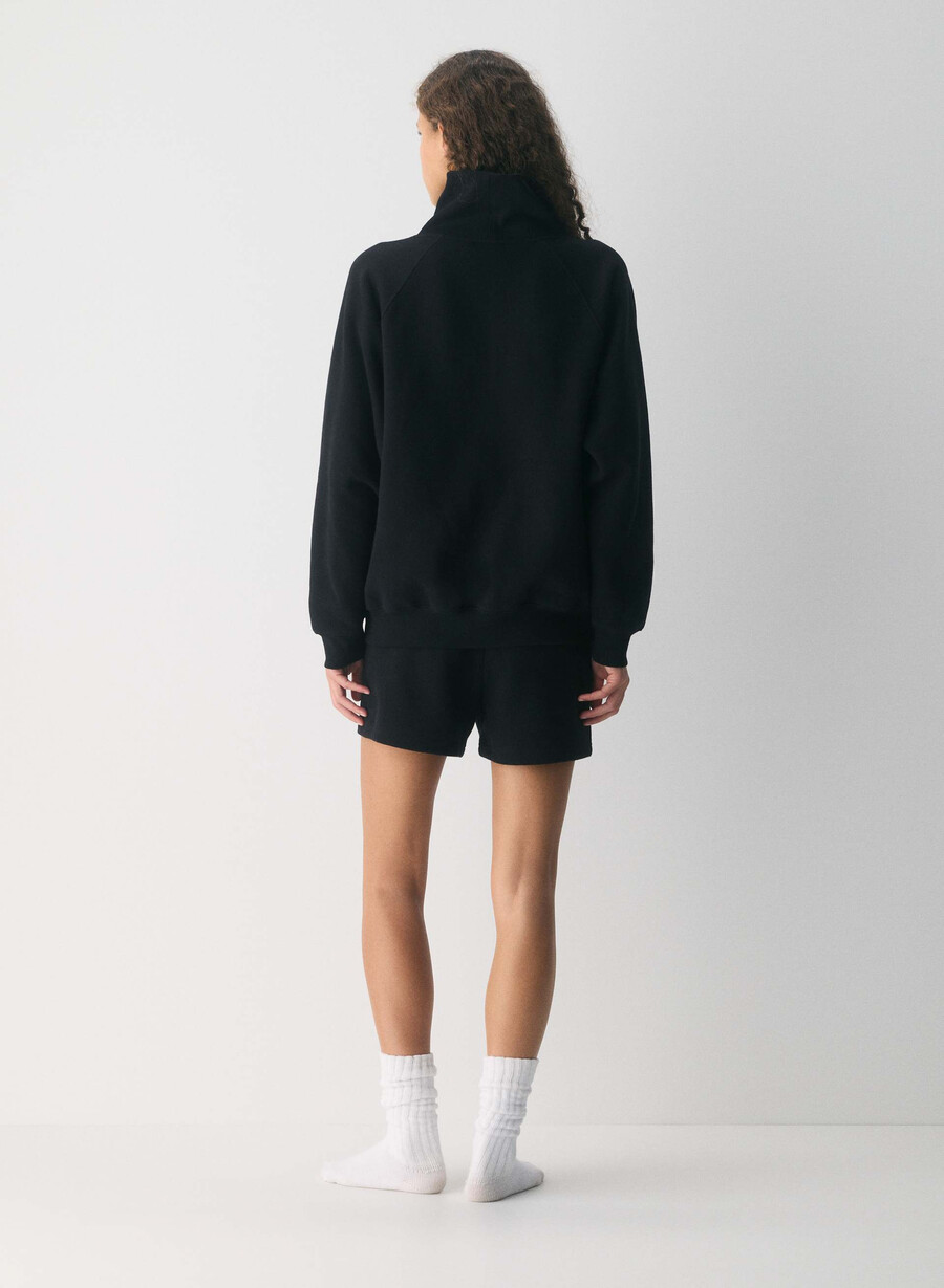 tricou cozy sweatfleece mega raglan funnel negru
