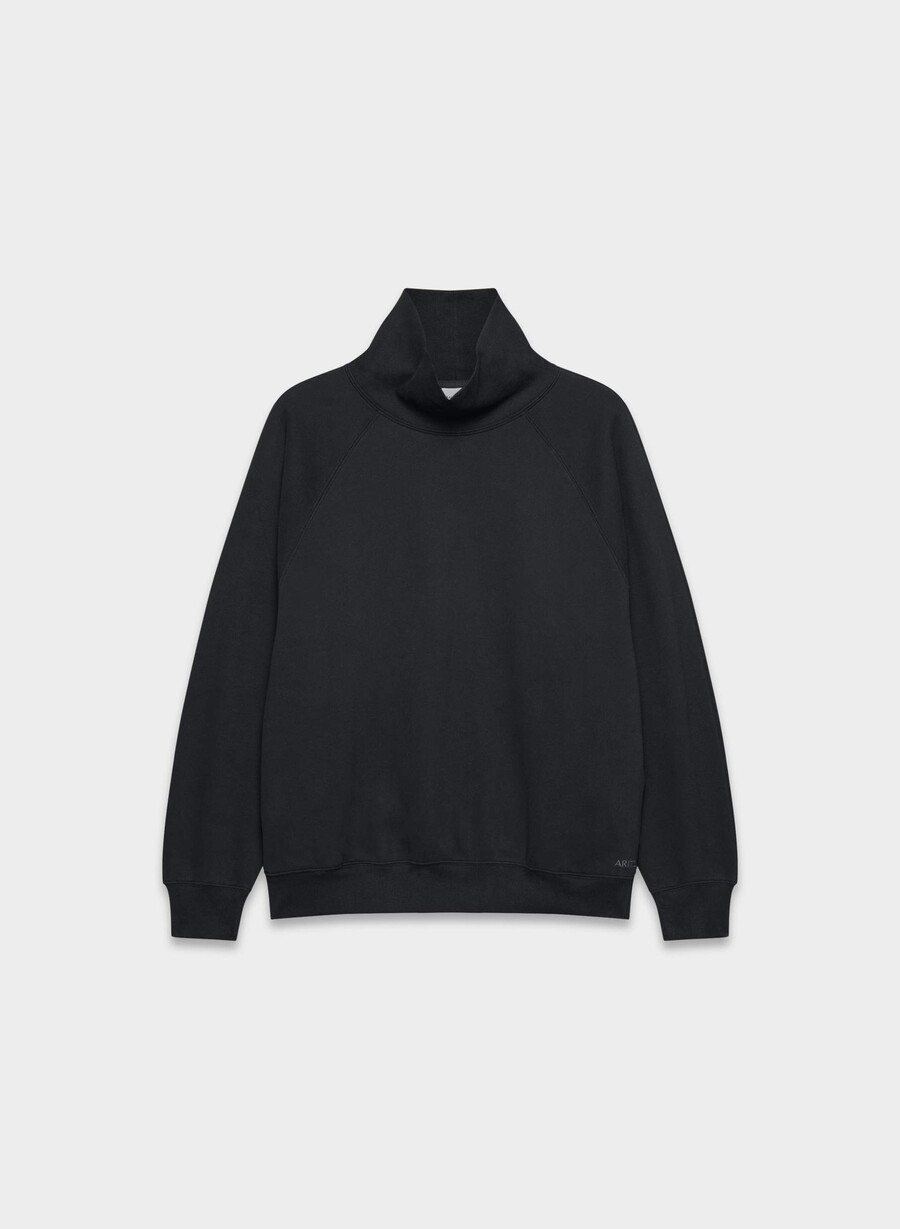 tricou cozy sweatfleece mega raglan funnel negru