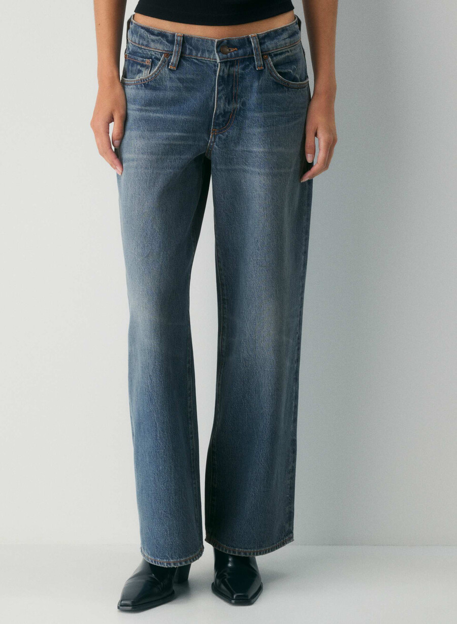 blugi largi denim forum christy relaxed super lo-ride vintage albastru Închis