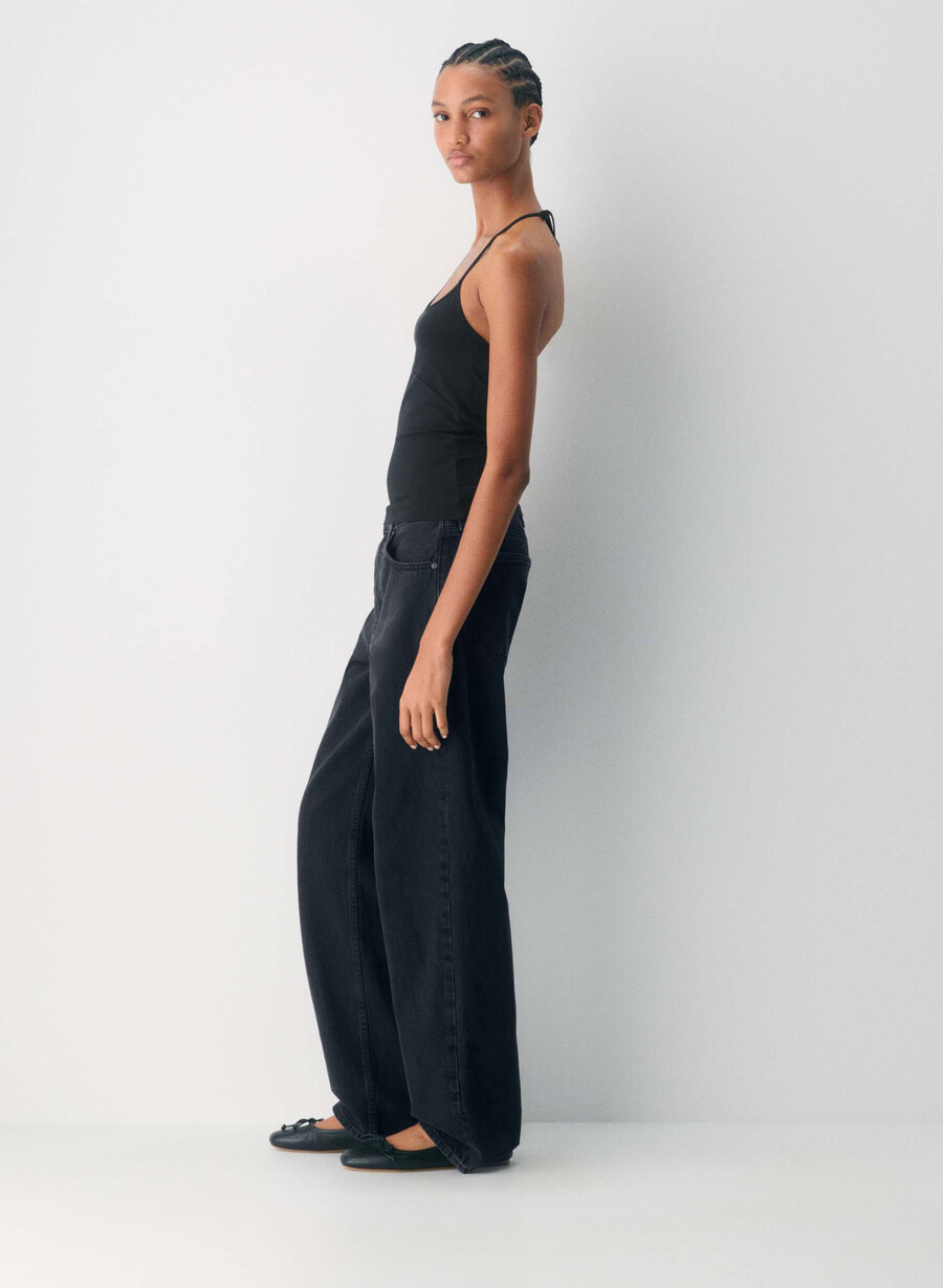 top chill entourage cu imprimeu halter negru