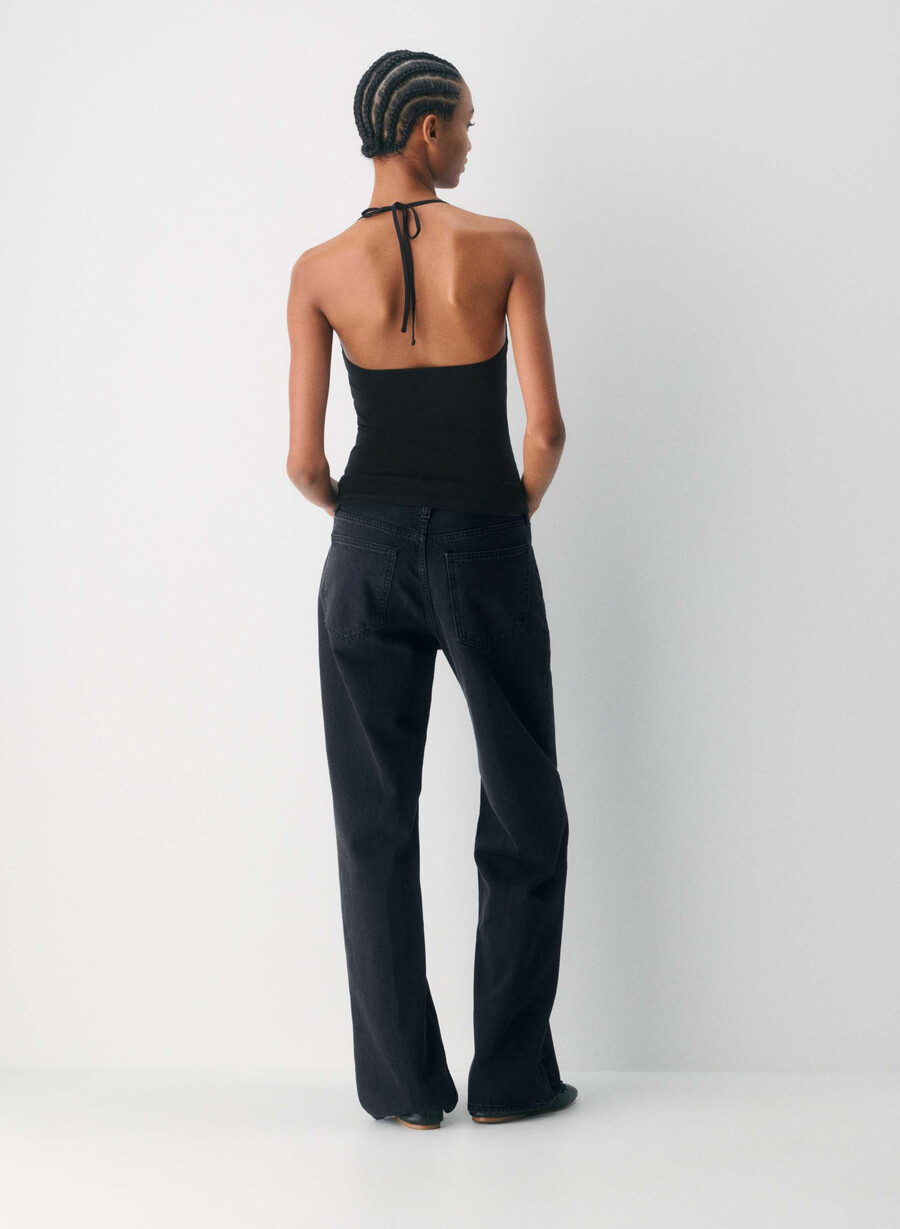 top chill entourage cu imprimeu halter negru