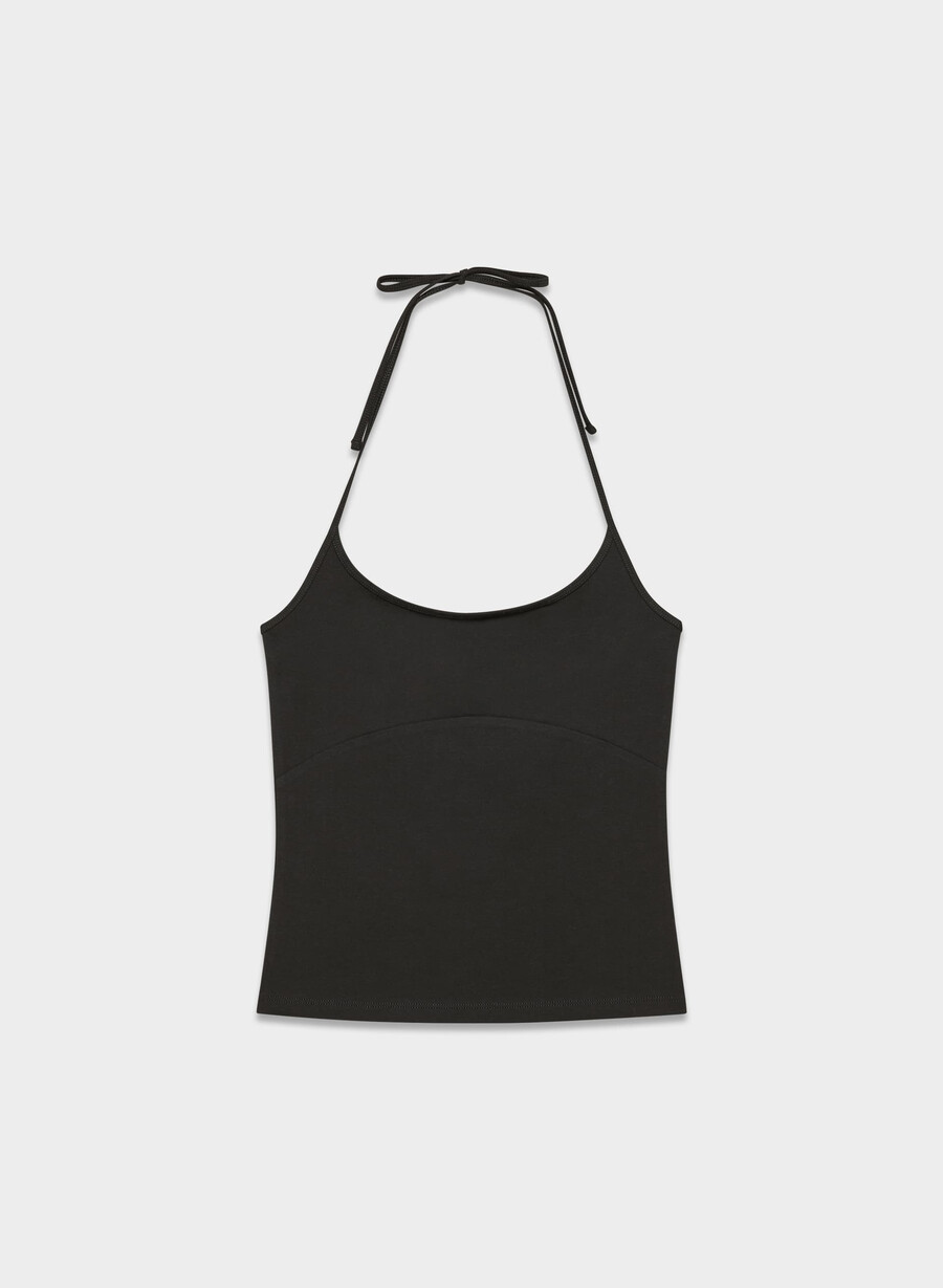 top chill entourage cu imprimeu halter negru