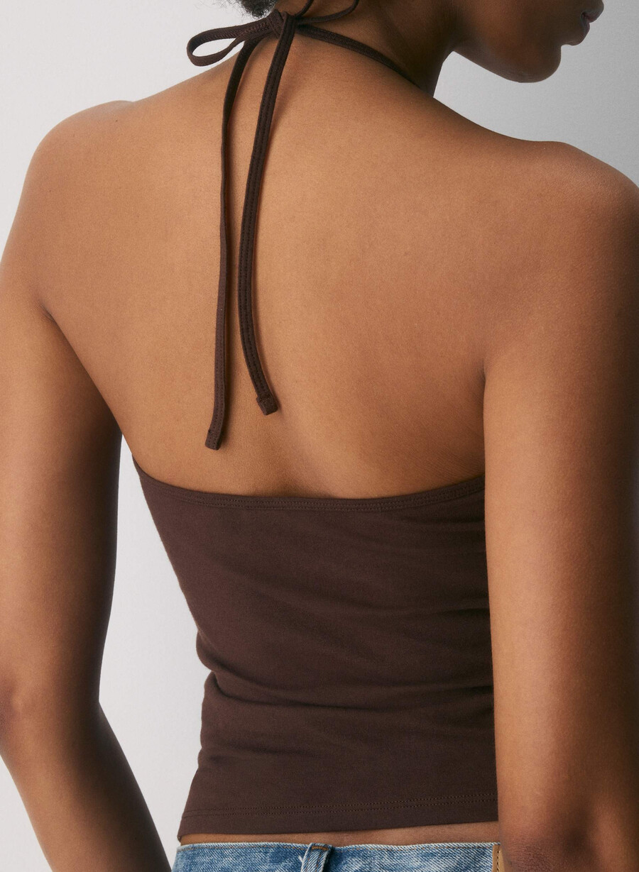 top homestretch smooth deejay cu imprimeu halter maro mocha intens