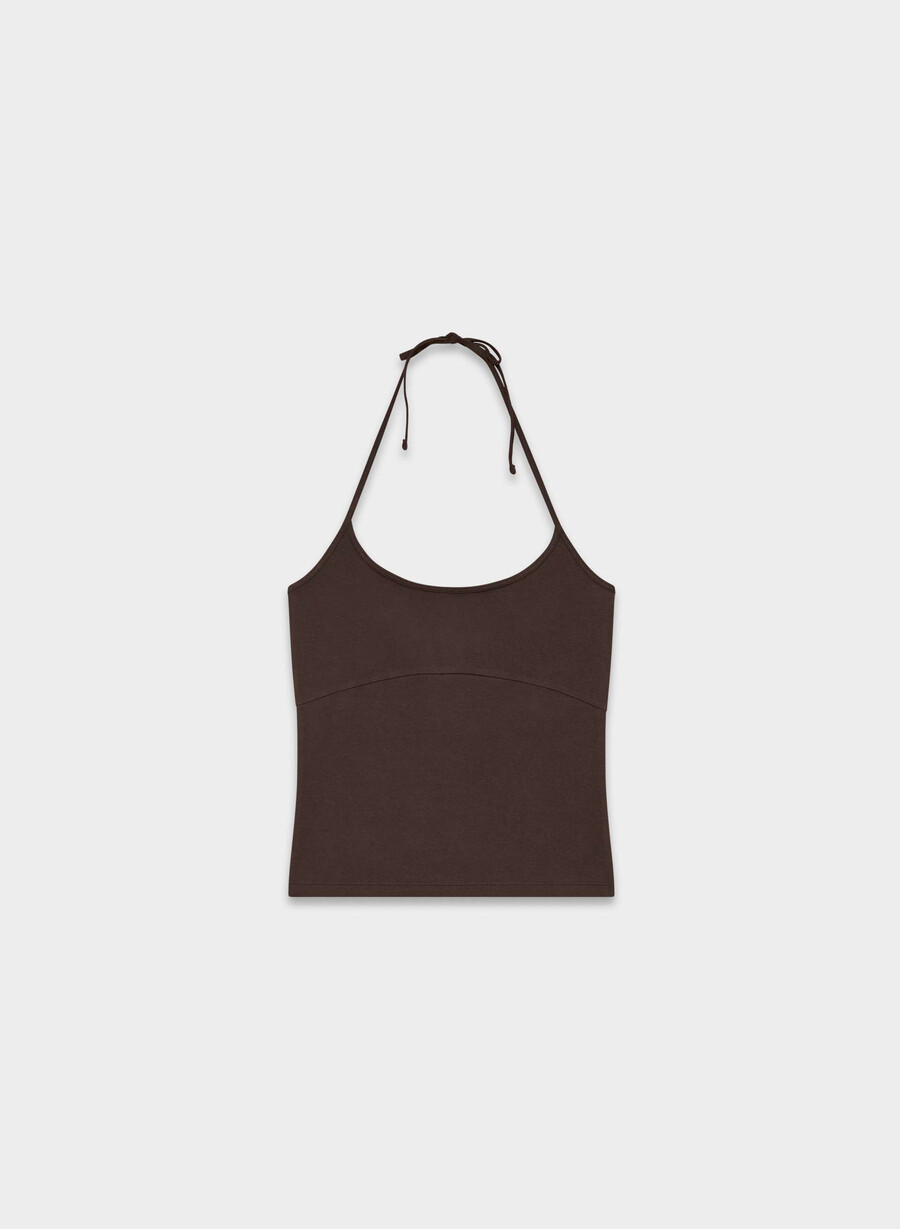 top homestretch smooth deejay cu imprimeu halter maro mocha intens