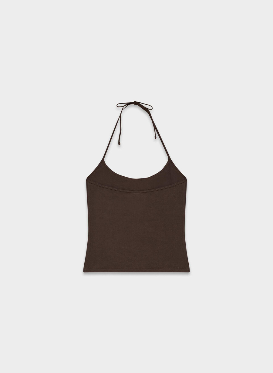 top homestretch smooth deejay cu imprimeu halter maro mocha intens
