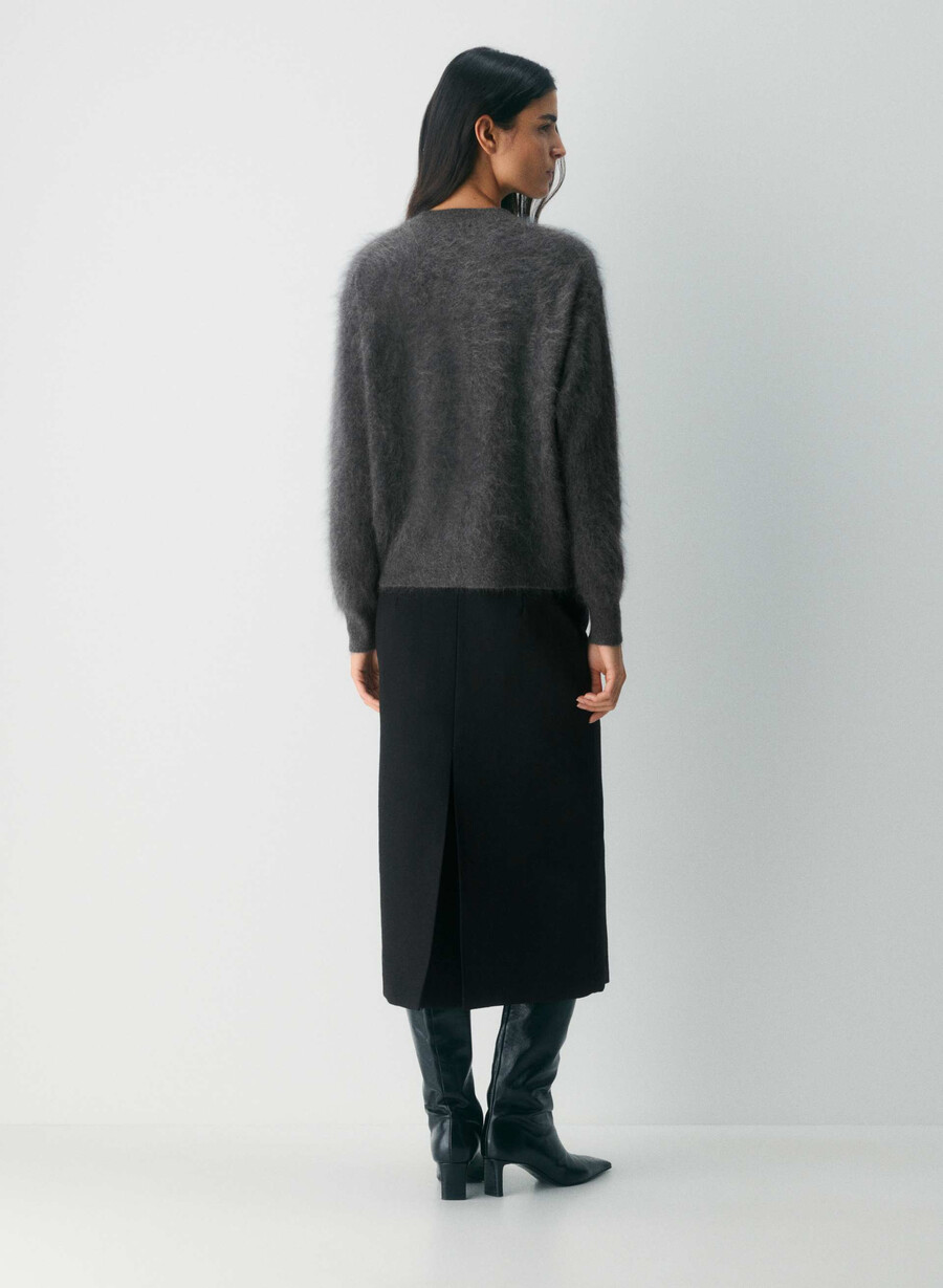cardigan lejer din cașmir periat culoare cărbune heather
