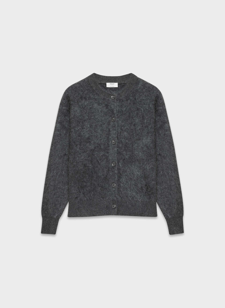 cardigan lejer din cașmir periat culoare cărbune heather
