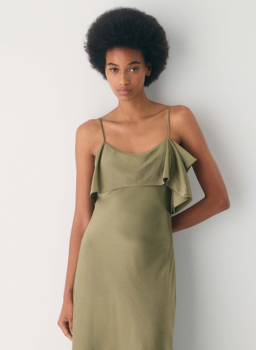 rochie cannelle satin bosana verde