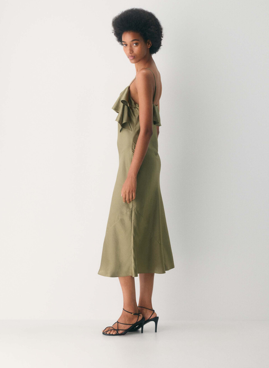 rochie cannelle satin bosana verde