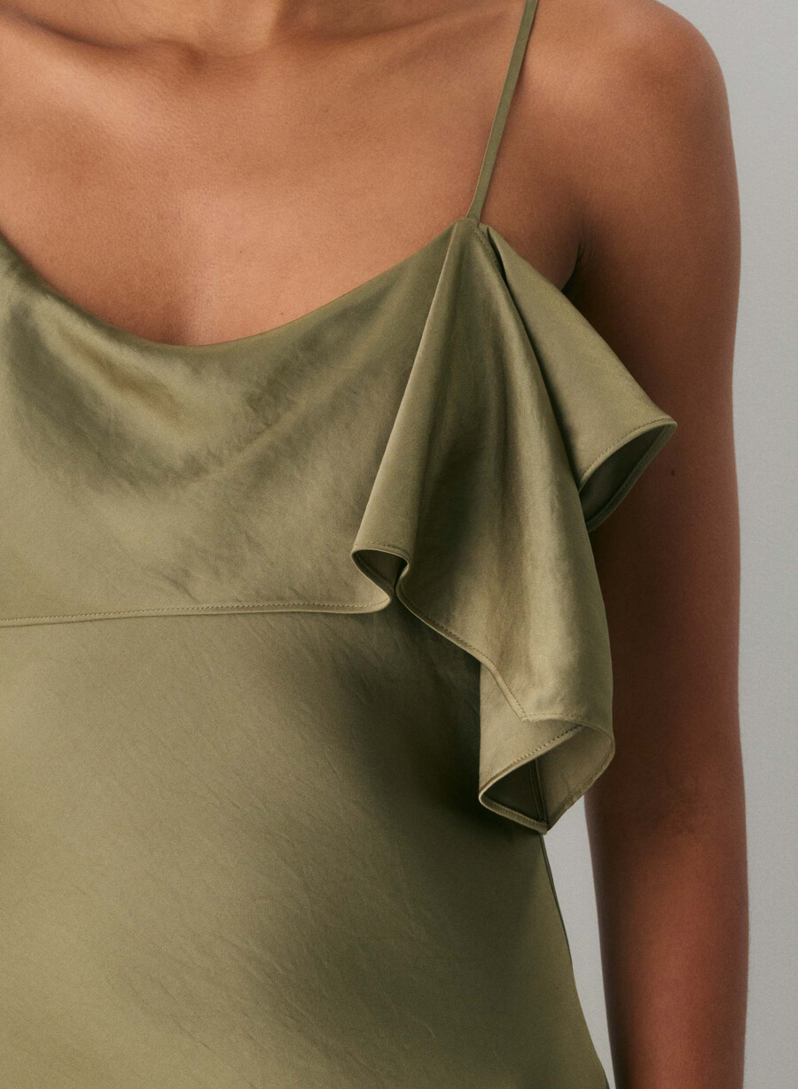 rochie cannelle satin bosana verde