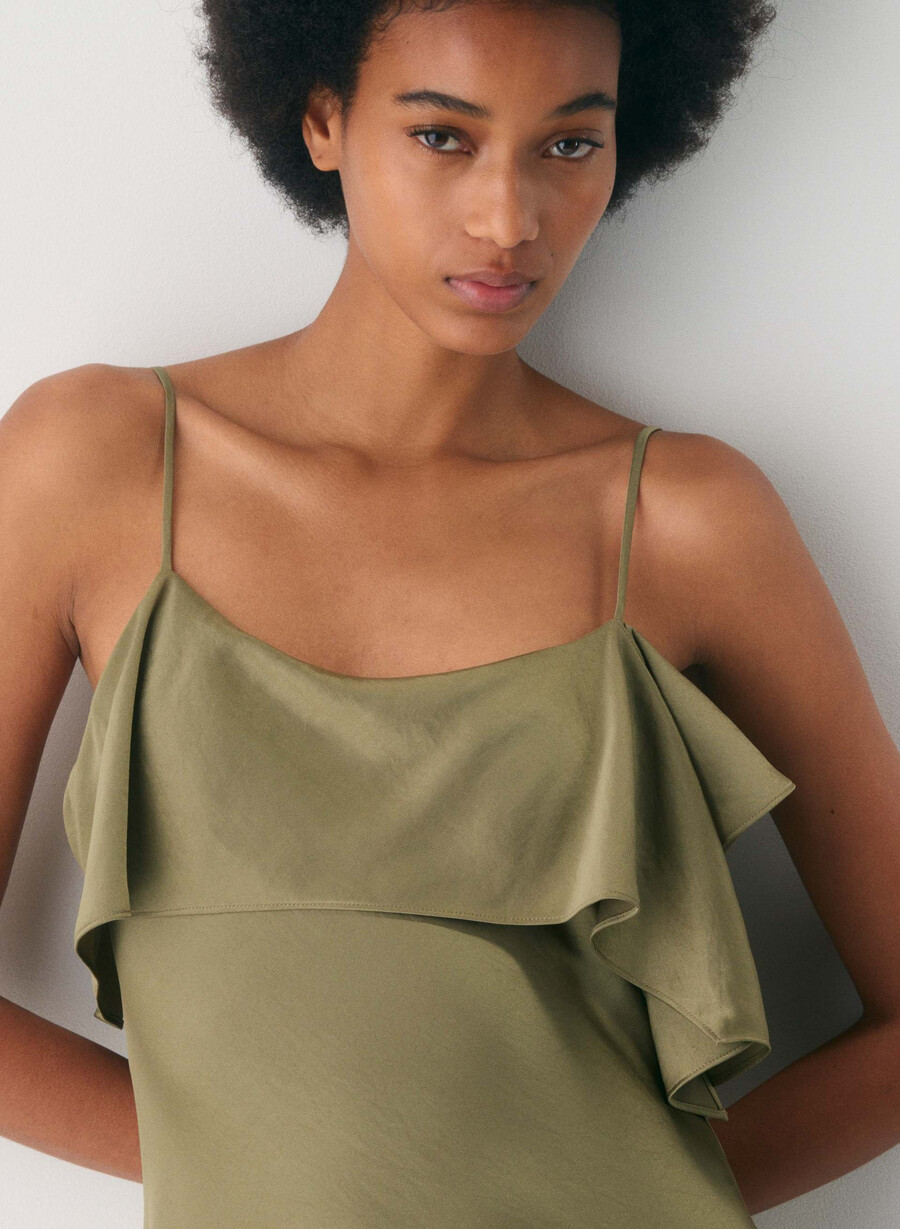 rochie cannelle satin bosana verde