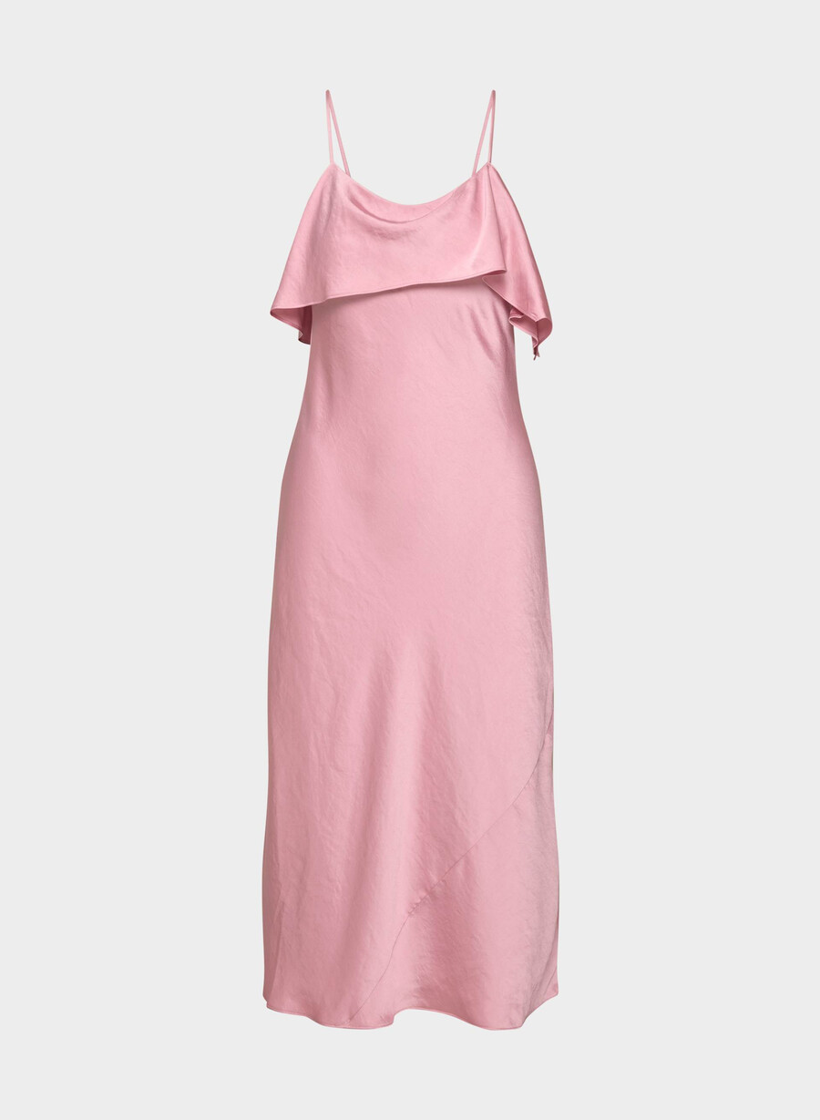 rochie cannelle din satin roz cristalin