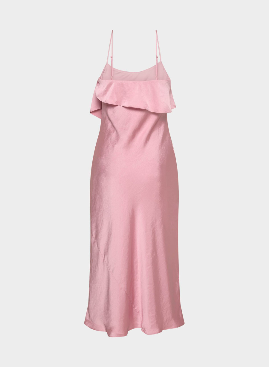 rochie cannelle din satin roz cristalin