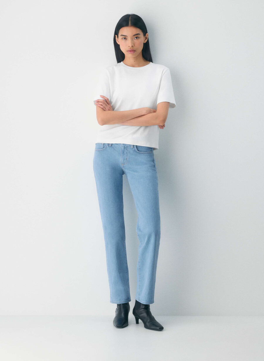 blugi drepți denim forum tilda cu talie mică albastru deschis