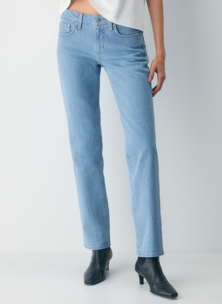 blugi drepți denim forum tilda cu talie mică albastru deschis