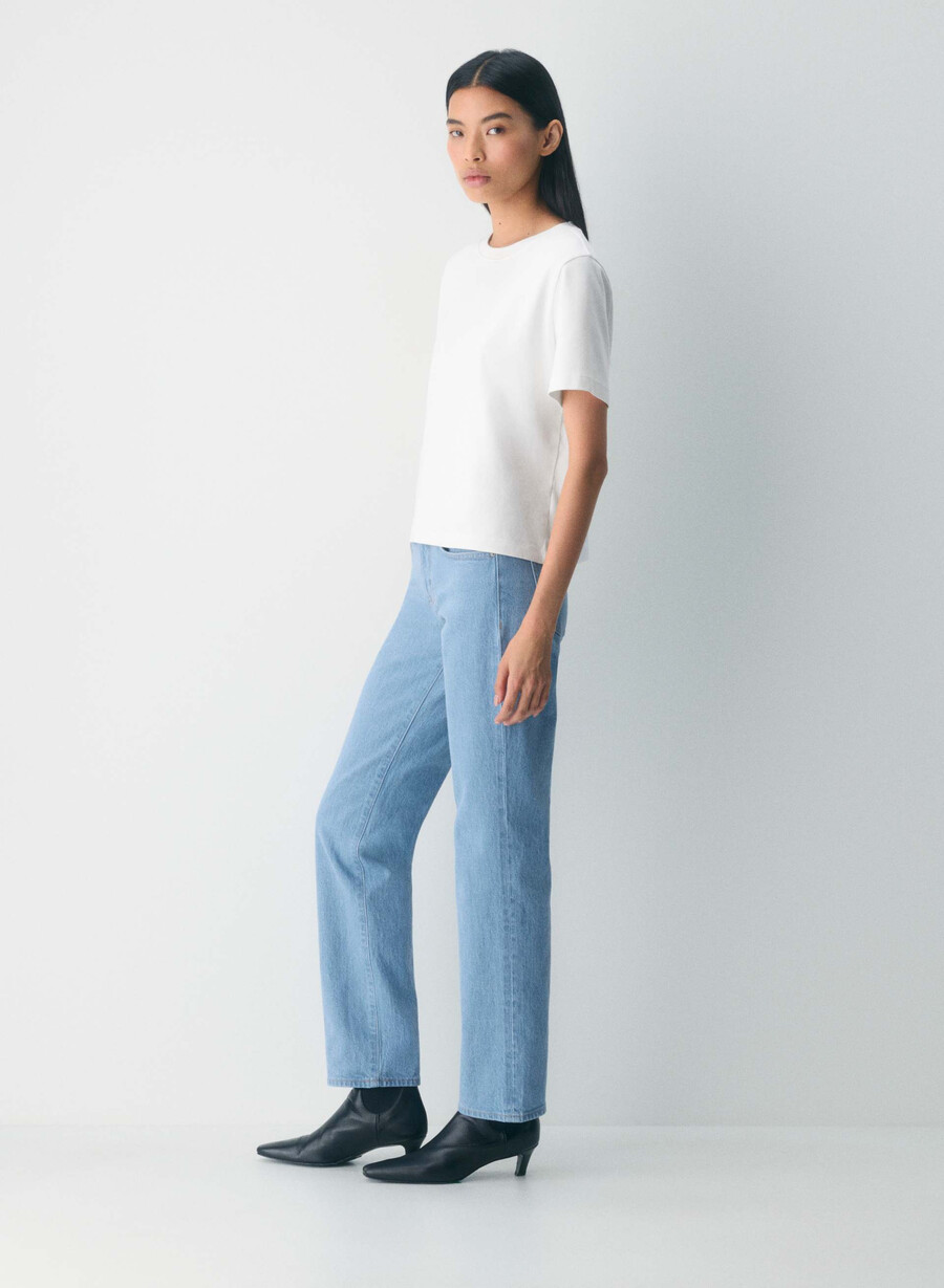 blugi drepți denim forum tilda cu talie mică albastru deschis