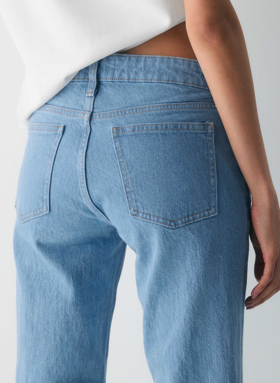 blugi drepți denim forum tilda cu talie mică albastru deschis