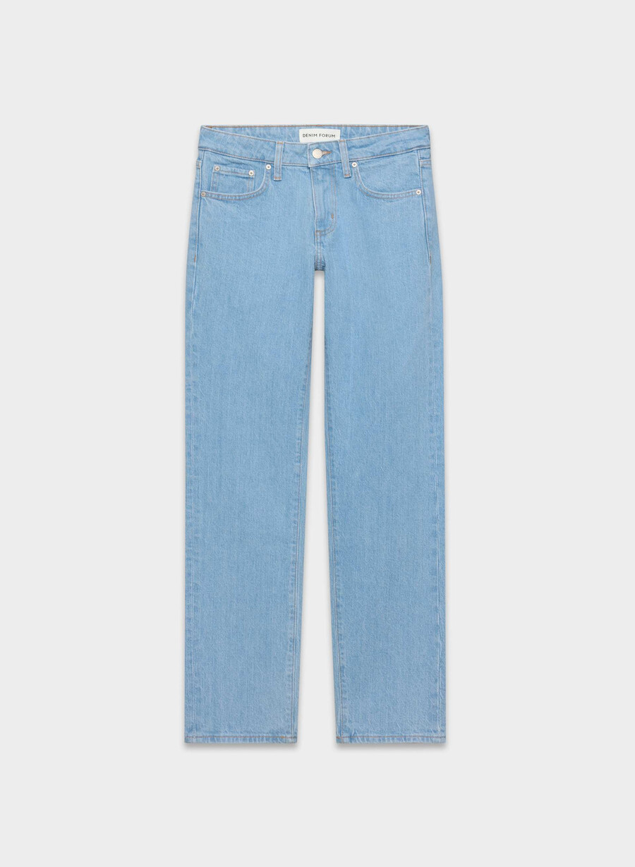 blugi drepți denim forum tilda cu talie mică albastru deschis
