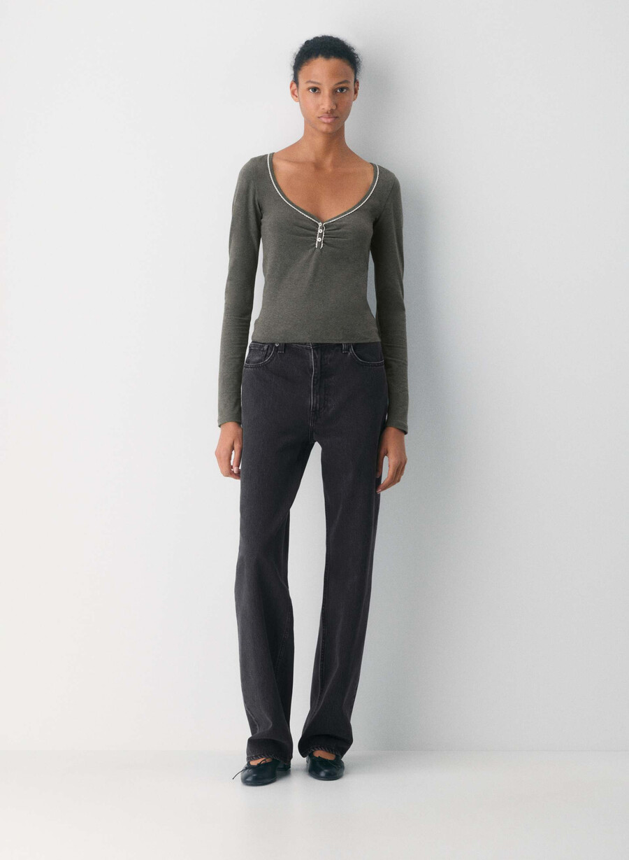 tricou cu mânecă lungă chill lovely heather charcoal