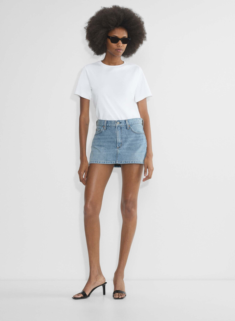 denim forum fustă vintage din denim micro anii 90 7 ani bleu taboo