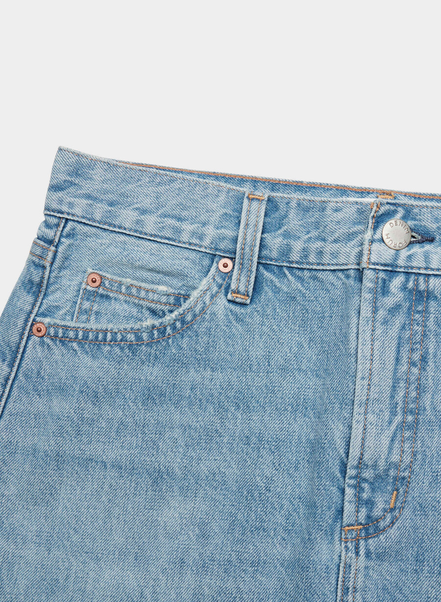 denim forum fustă vintage din denim micro anii 90 7 ani bleu taboo