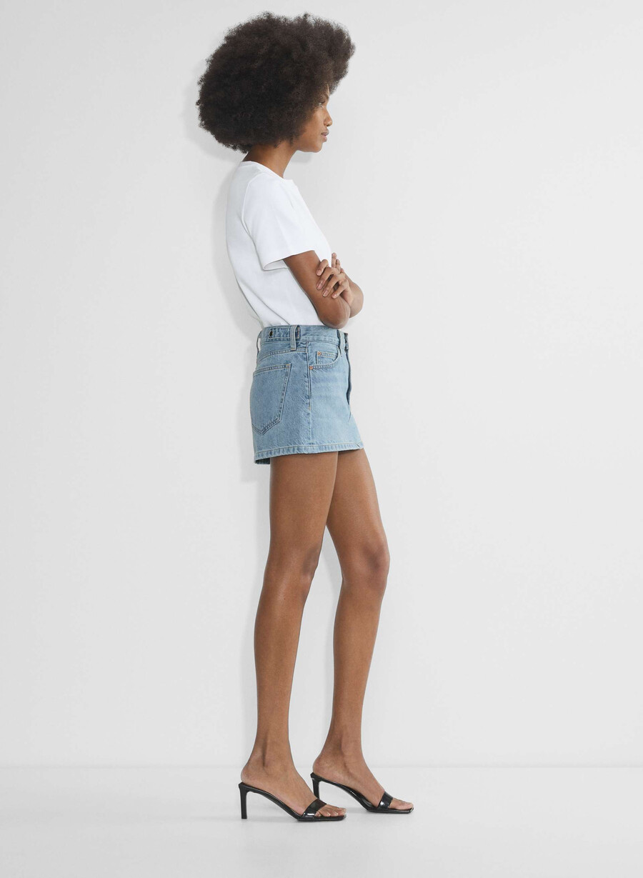 denim forum fustă vintage din denim micro anii 90 7 ani bleu taboo