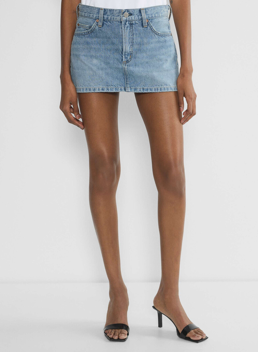 denim forum fustă vintage din denim micro anii 90 7 ani bleu taboo