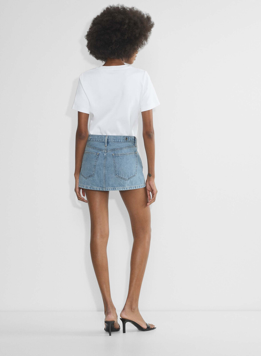 denim forum fustă vintage din denim micro anii 90 7 ani bleu taboo