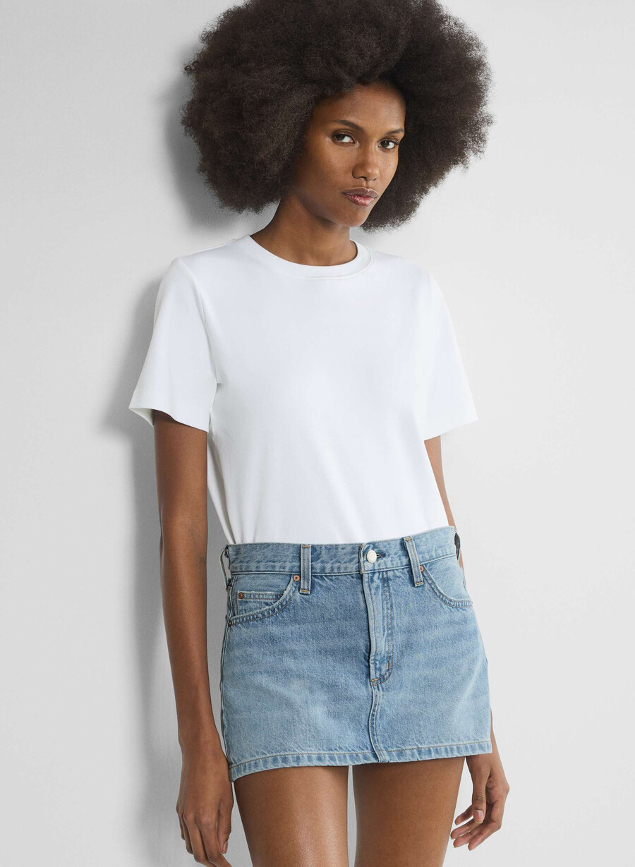 denim forum fustă vintage din denim micro anii 90 7 ani bleu taboo