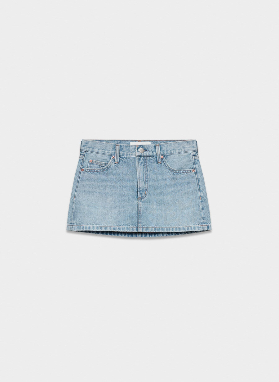 denim forum fustă vintage din denim micro anii 90 7 ani bleu taboo