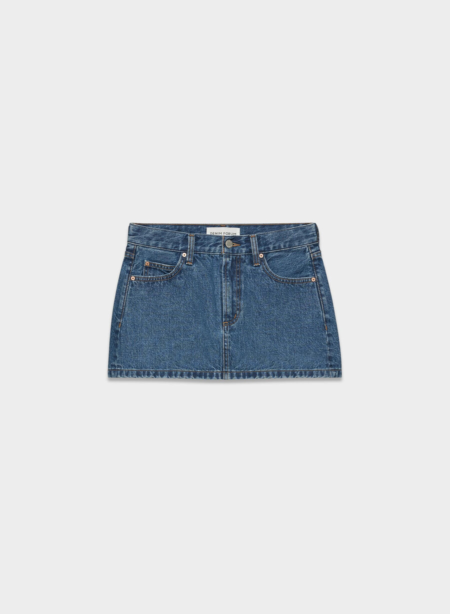 fustă micro din denim vintage din anii 90 fard de pleoape albastru închis