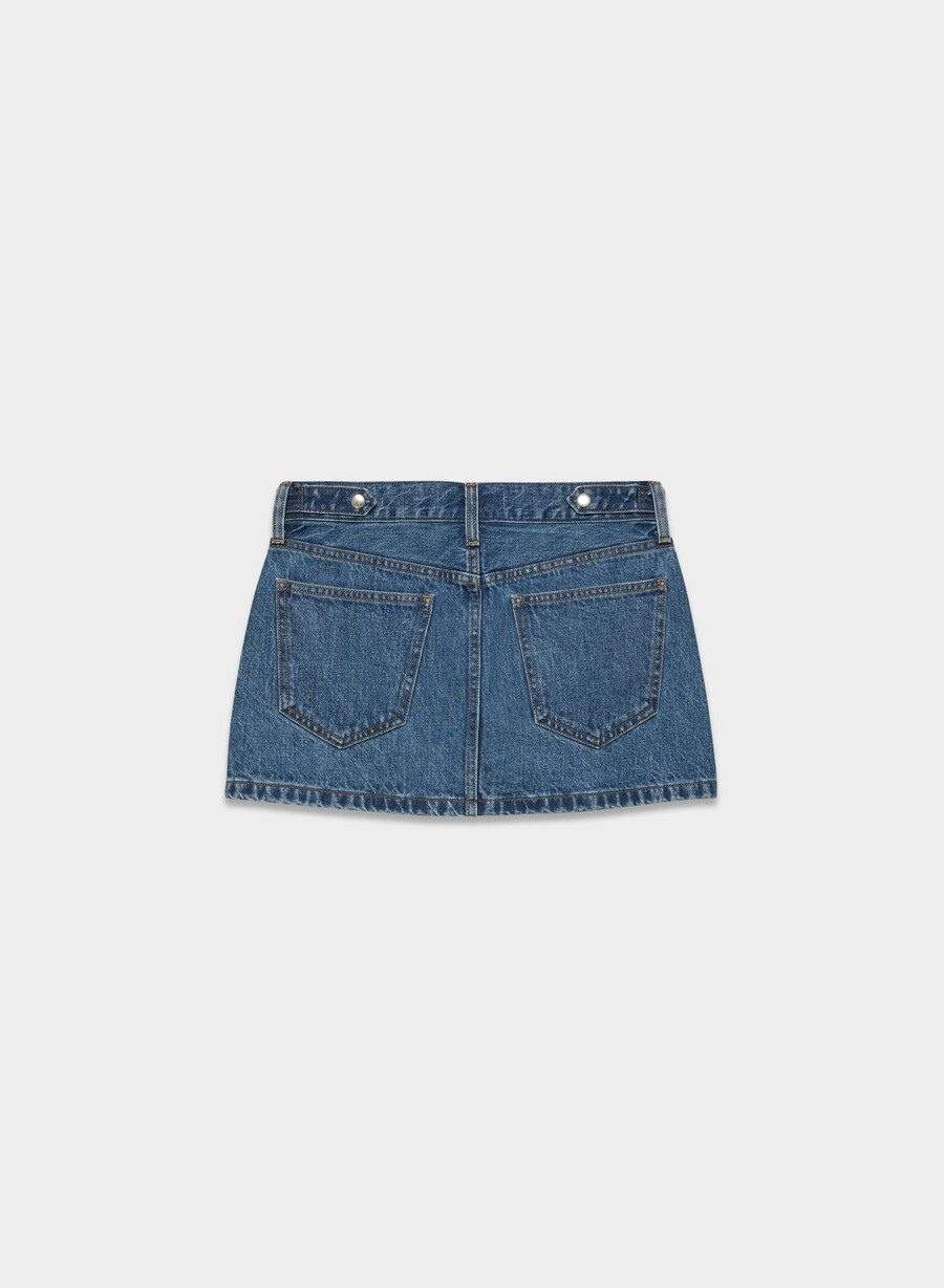 fustă micro din denim vintage din anii 90 fard de pleoape albastru închis