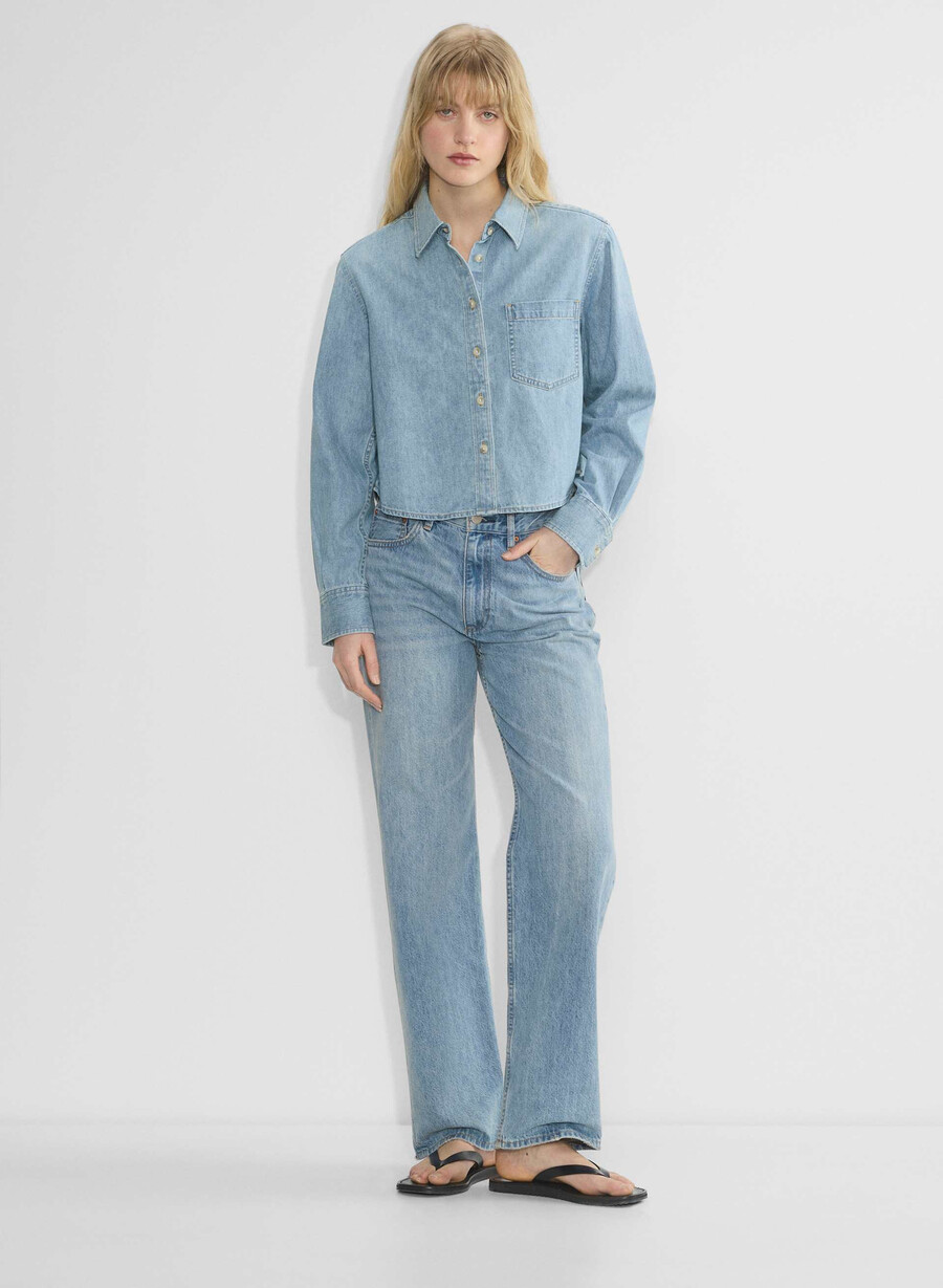 denim forum cămașă din denim cu talie confortabilă stil anii 80 bleu taboo 7 ani